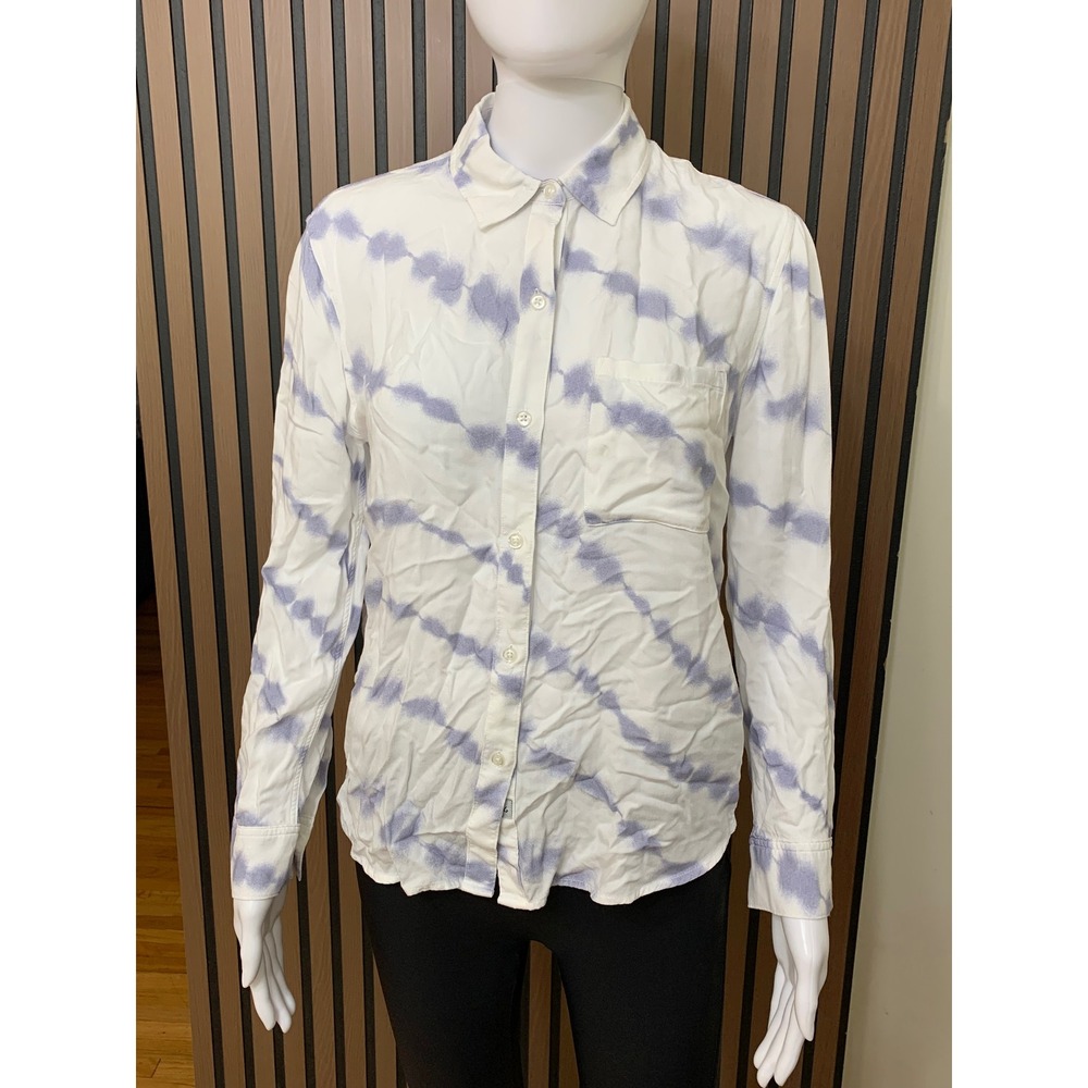 Rails Women's XS Tie Dye Button Shirt White Rayon Long Sleeve Pocket Classic